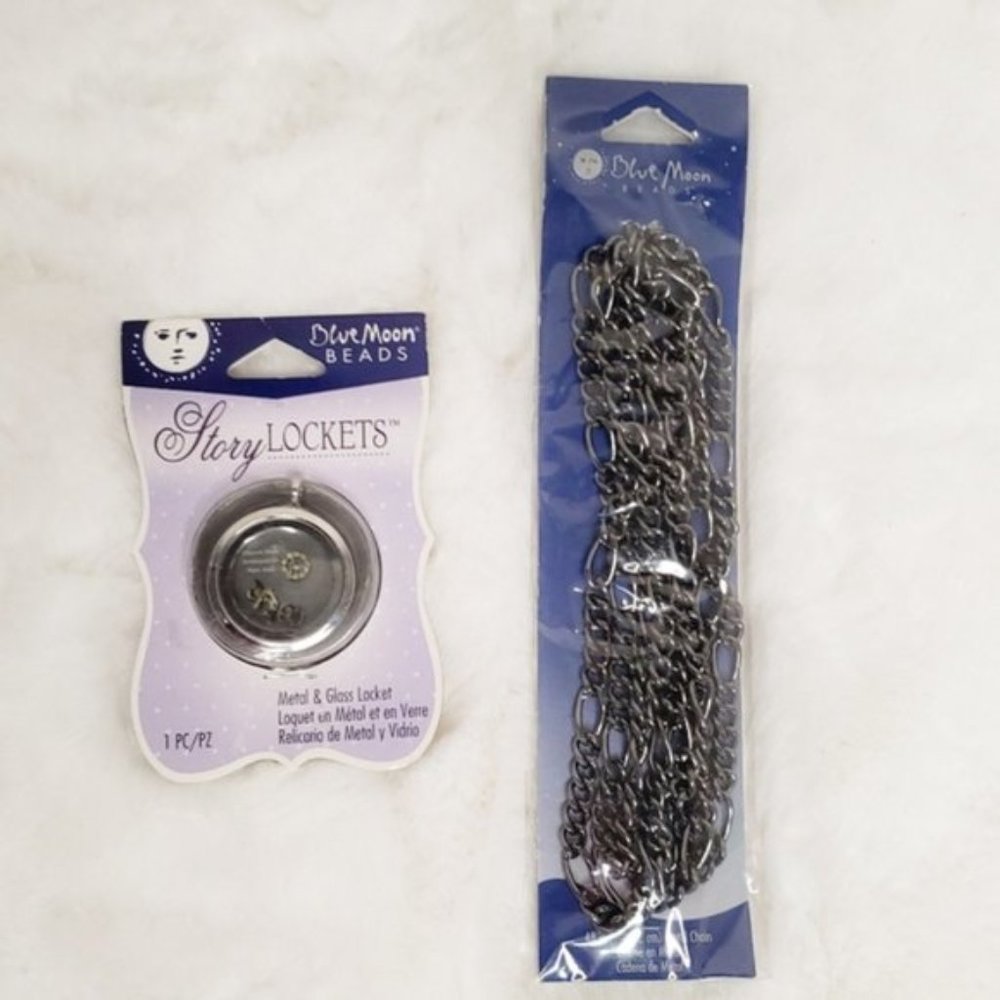 Blue Moon Beads Locket & 48" Chain Set NWT
